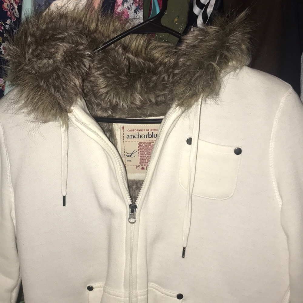 Faux fur hoodie.